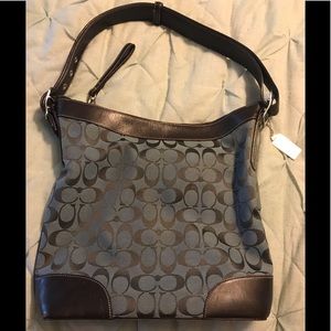 Blue and brown Coach purse